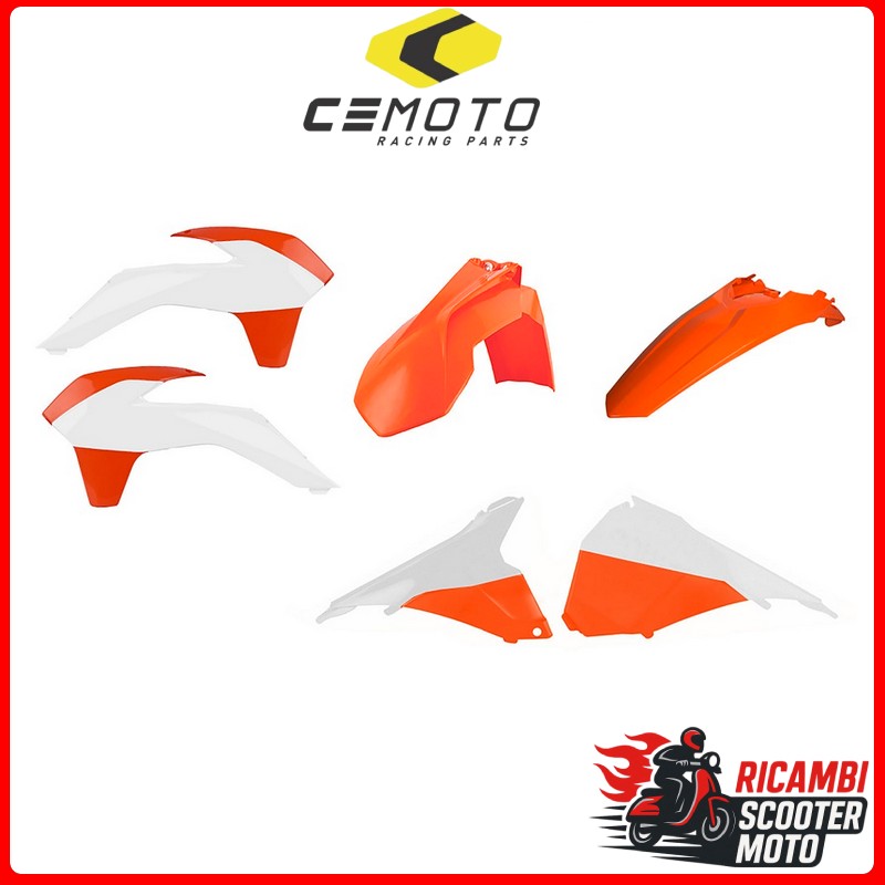 KIT PLASTICHE ARANCIONE/BIANCO KTM 125 EXC 2014-2016