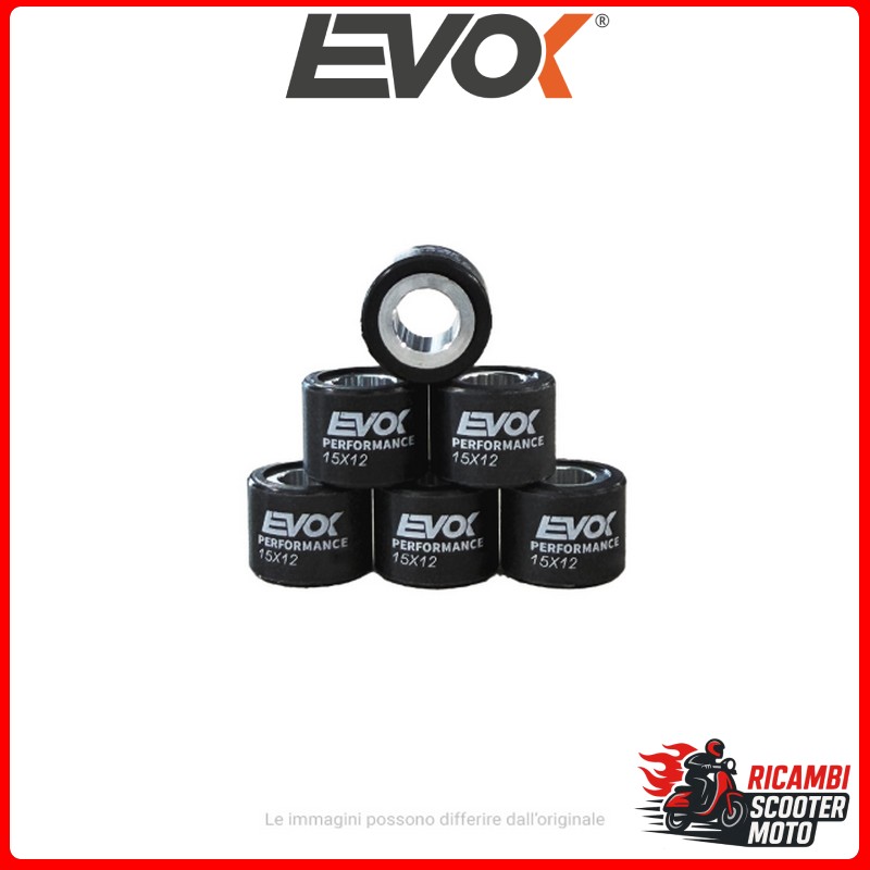 KIT RULLI EVOK IRON DRIVE 15X12MM 5,5GR BETA SCOOTER ARK 50 LC MY07-MY11 50 2007-2011