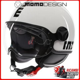 CASCO JET MOMO DESIGN FGTR CLASSIC MONO LUCIDO BIANCO NERO MISURA XL