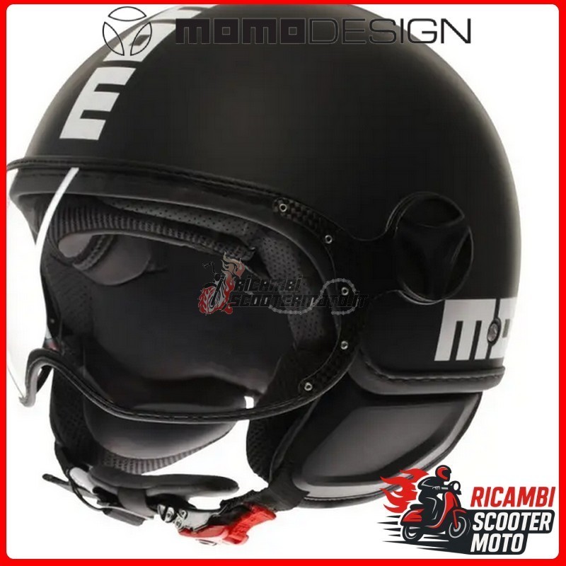 CASCO JET MOMO DESIGN FGTR CLASSIC MONO OPACO NERO BIANCO MISURA L