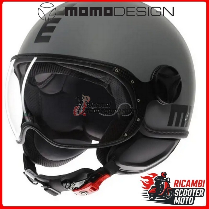 CASCO JET MOMO DESIGN FGTR CLASSIC MONO OPACO GRIGIO NERO MISURA XL