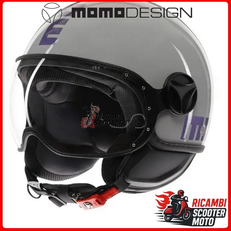 CASCO JET MOMO DESIGN FGTR CLASSIC CANDY FLIP LUCIDO GRIGIO BLU FUCSIA MISURA L