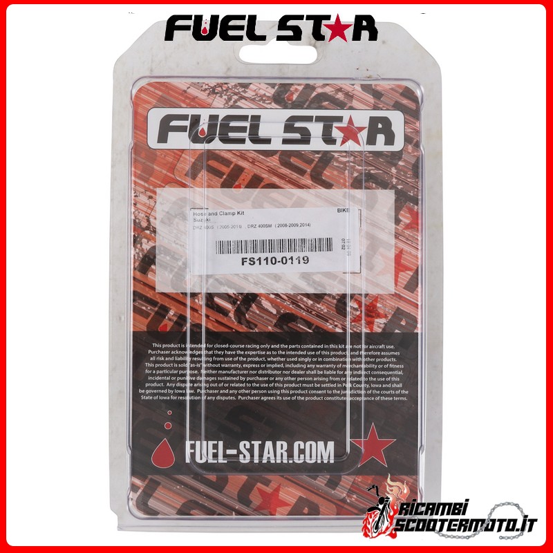 TUBO BENZINA E MOLLE FISSAGGIO FUEL STAR SUZUKI DR-Z 400 E 2000-2007
