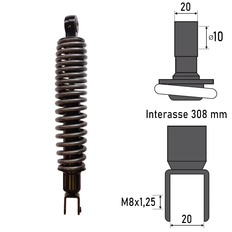 BCR REAR SHOCK ABSORBER KYMCO AGILITY 4T R16 50 2008-2012