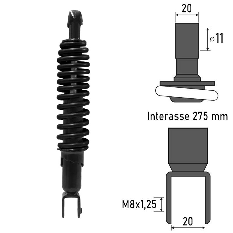 BCR REAR SHOCK ABSORBER MBK YN OVETTO 100 2000-2002 BCR REAR SHOCK ABSORBER MBK YN OVETTO 100 2000-2002