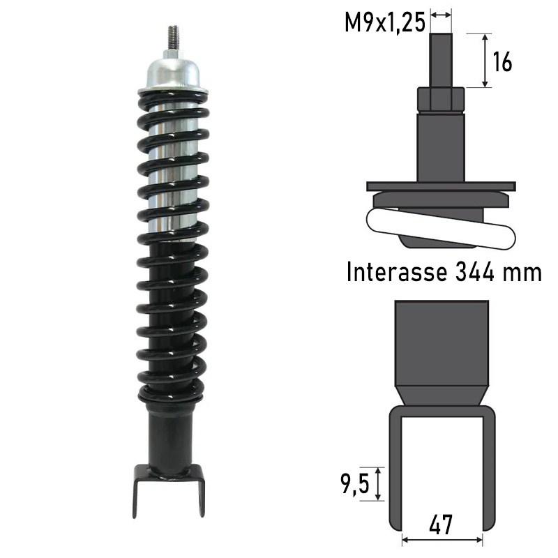 BCR REAR SHOCK ABSORBER VESPA CLASSIC VESPA 50 (V5A1T) 50 1963-1967