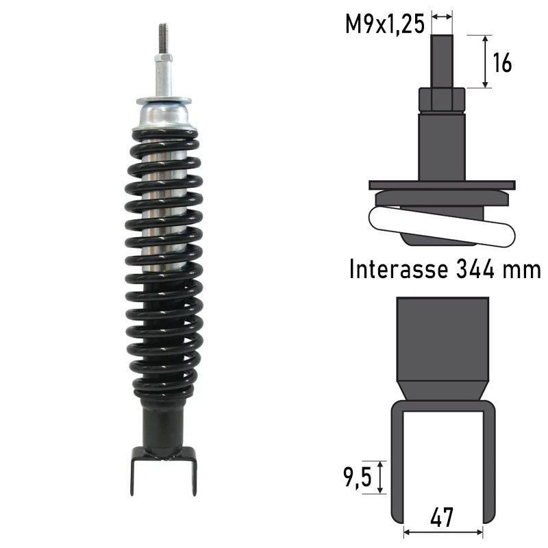 BCR REAR SHOCK ABSORBER VESPA CLASSIC VESPA 50 FL (V5N1T) 50 1990