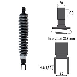 BCR REAR SHOCK ABSORBER YAMAHA YP125R X-MAX 125 2006-2009