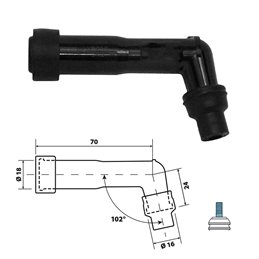 CAPUCHON DE BOUGIE D'ALLUMAGE AVEC RÉSISTANCE BCR DE 5 OHM    