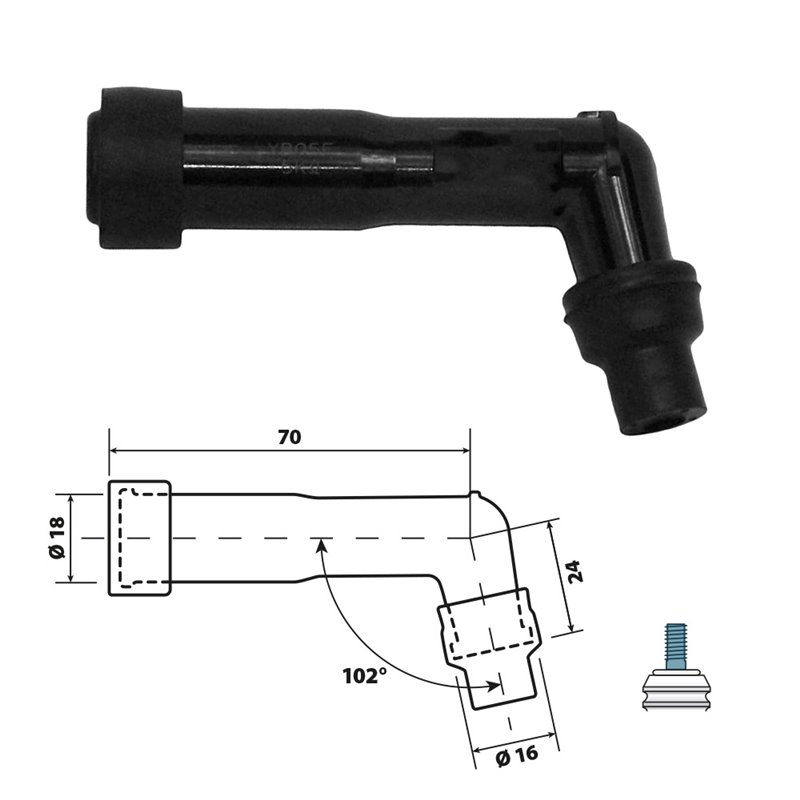 TAPA DE BUJÍA CON RESISTENCIA BCR DE 5 OHMIOS    