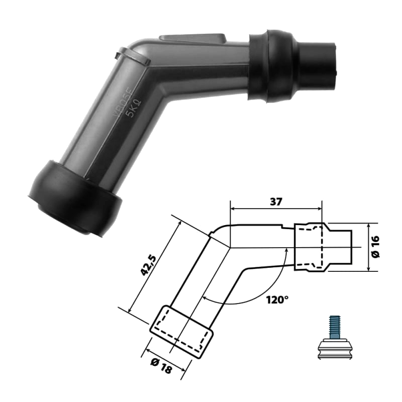 TAPA DE BUJÍA CON RESISTENCIA DE 5 OHMIOS NGK TAPA DE BUJÍA CON RESISTENCIA DE 5 OHMIOS NGK