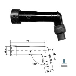 TAPA DE BUJÍA DE RESINA FENÓLICA - 102° CON RESISTENCIA NGK    
