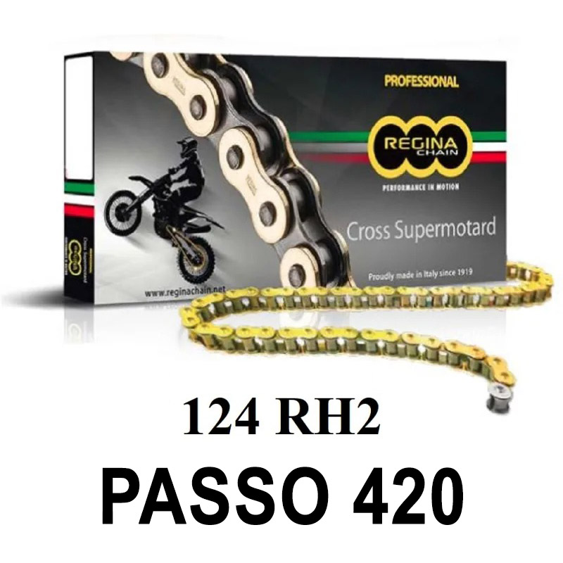 CHAIN QUEEN 124RH2 132 MAGLIE PASSO 420 ORO YAMAHA DT R - DT X 50 2007-2011 CHAIN QUEEN 124RH2 132 MAGLIE PASSO 420 ORO YAMAHA DT R - DT X 50 2007-2011