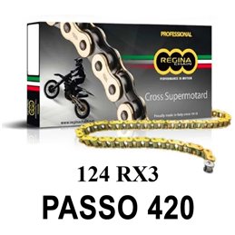 REINA DE LA CADENA 124RX3 126 MAGLIE PASSO 420 ORO  YAMAHA DT R - DT RSM 50 2003-2005