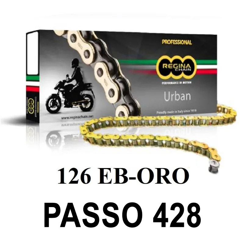 CHAIN QUEEN 126EB-ORO 140 MAGLIE PASSO 428 ORO  HM CRM F125X DERAPAGE 125 2010-2012