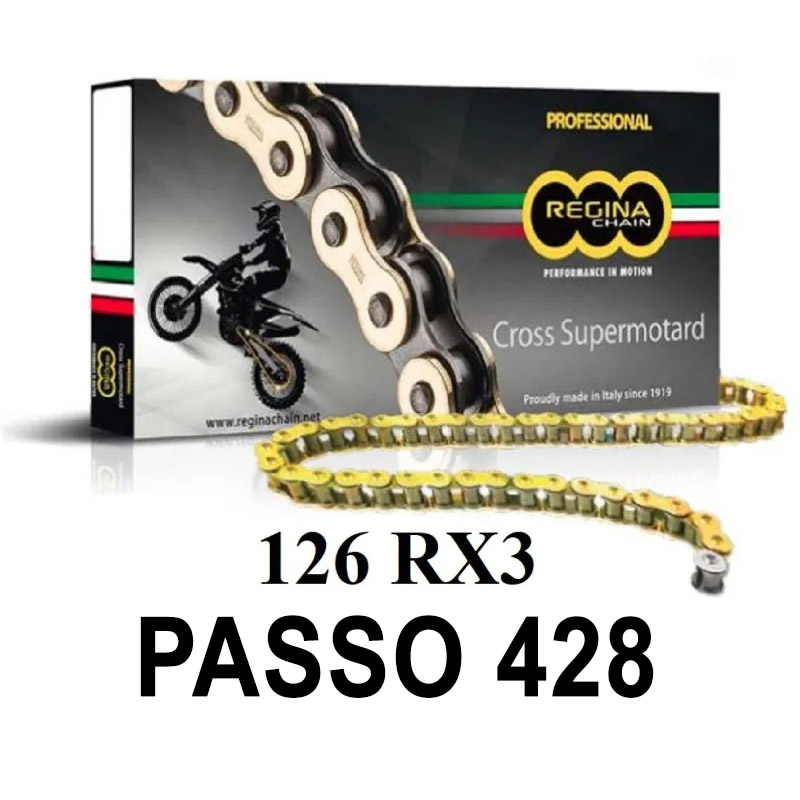CHAIN QUEEN 126RX3 140 MAGLIE PASSO 428 ORO  FANTIC CABALLERO 125 SCRAMBLER 125 2021