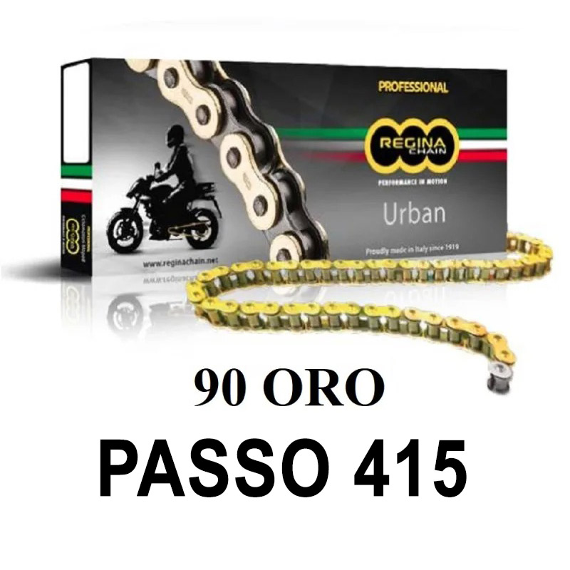 QUEEN MOTORCYCLE CHAIN 90OROO 122 MAGLIE PASSO 415 ORO     