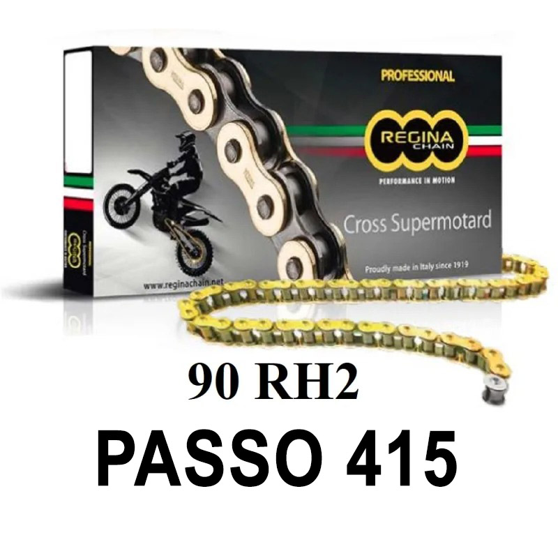 QUEEN MOTORCYCLE CHAIN 90RH2 148 MAGLIE PASSO 415 ORO     
