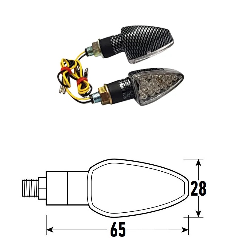 PAIR OF APPROVED CARBON LOOK LED INDICATORS MODEL ARW SM BCR    
