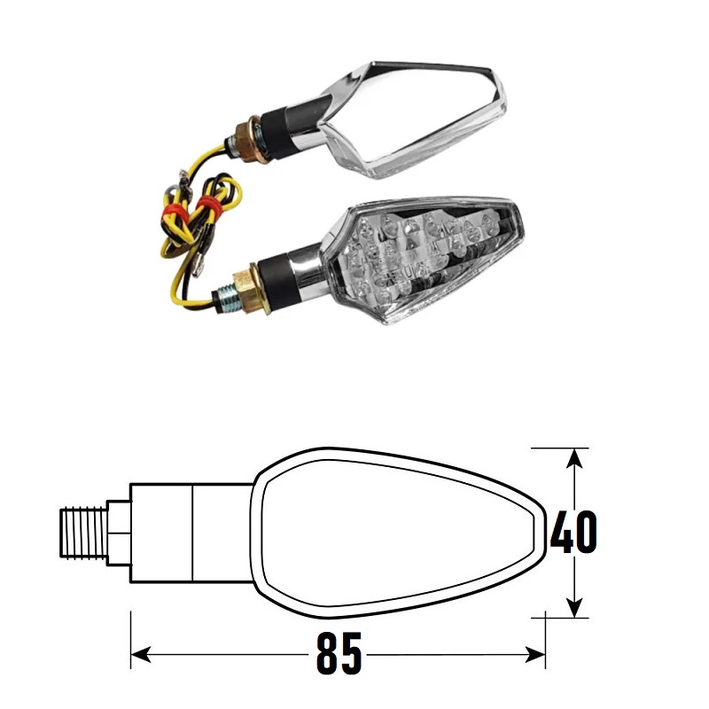 PAAR ZUGELASSENER CHROM-LED-BLINKER MODELL DART BCR    