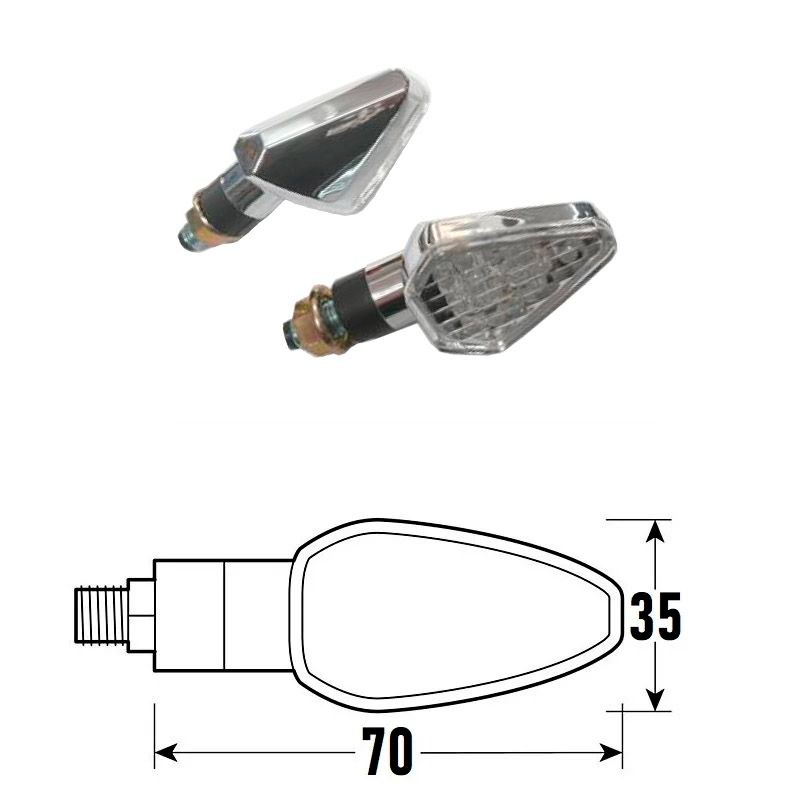 PAAR ZUGELASSENER CHROM-LED-BLINKER MODELL DART-2 BCR    
