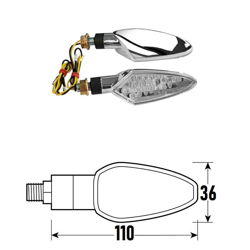 PAR DE INTERMITENTES LED CROMADOS HOMOLOGADOS MODELO SPEAR BCR    