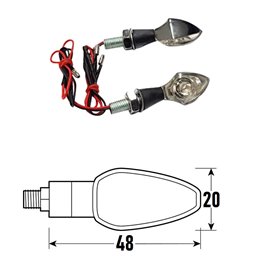 PAAR ZUGELASSENER CHROM-LED-BLINKER SPIKE-MODELL AUS ALUMINIUM BCR    