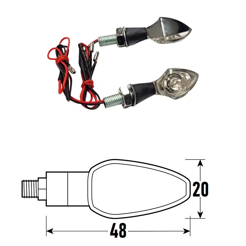 PAIR OF APPROVED CHROME LED INDICATORS SPIKE MODEL IN ALUMINUM BCR PAIR OF APPROVED CHROME LED INDICATORS SPIKE MODEL IN ALUMINUM BCR