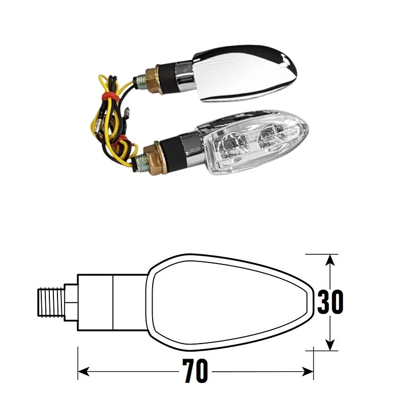 PAIR OF APPROVED CHROME LED INDICATORS MODEL SPIKE-2 BCR PAIR OF APPROVED CHROME LED INDICATORS MODEL SPIKE-2 BCR
