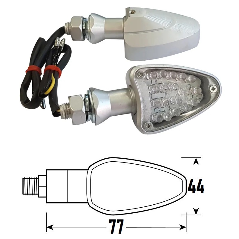 PAIRE DE CLIGNOTANTS À LED GRIS HOMOLOGUÉS MODÈLE IRON BCR    