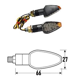 PAIR OF APPROVED CARBON LOOK LED INDICATORS MODEL DROP BCR    