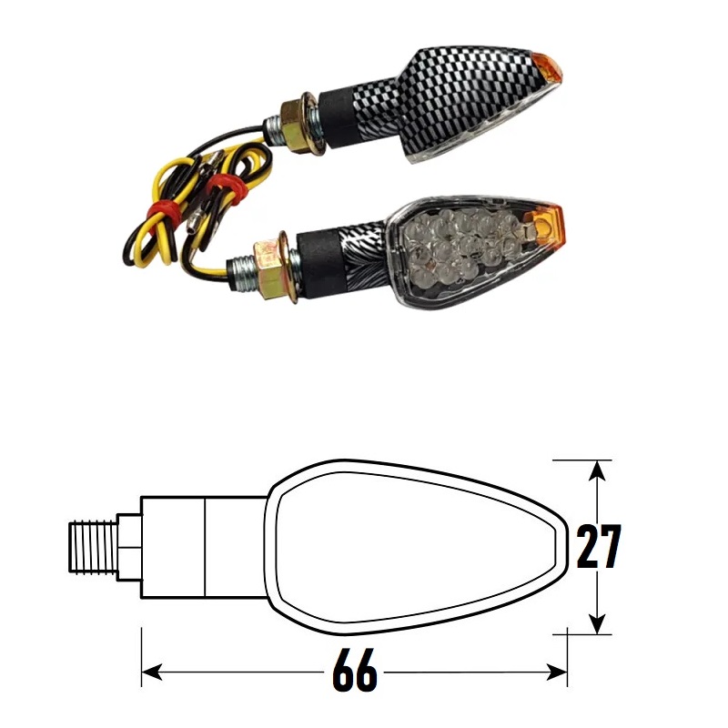 PAIR OF APPROVED CARBON LOOK LED INDICATORS MODEL DROP BCR    