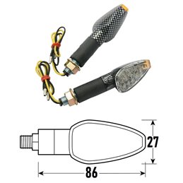 PAIRE DE CLIGNOTANTS À LED ASPECT CARBONE HOMOLOGUÉS MODÈLE DROP BCR    
