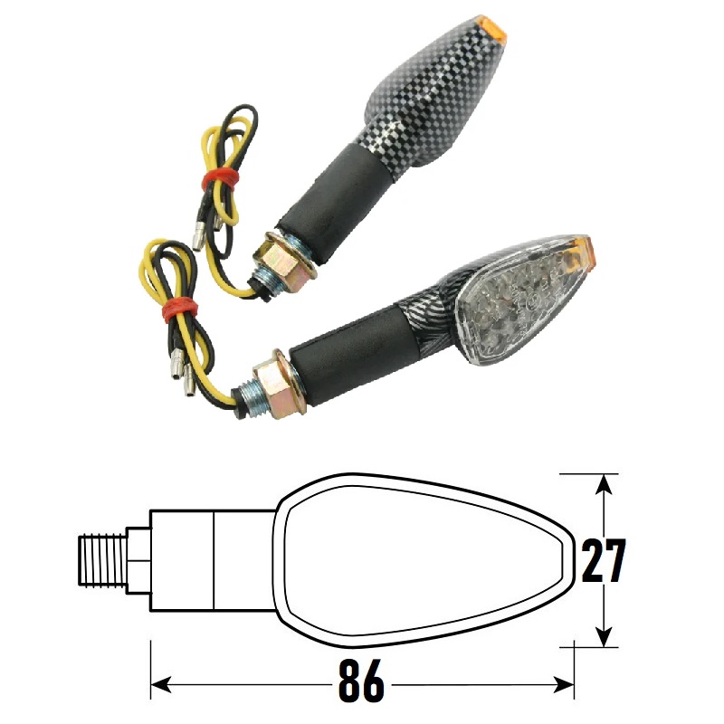 PAIRE DE CLIGNOTANTS À LED ASPECT CARBONE HOMOLOGUÉS MODÈLE DROP BCR    