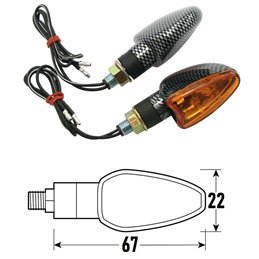 PAIR OF APPROVED CARBON LOOK ARROWS ARROW MODEL WITH ORANGE LENS BCR    