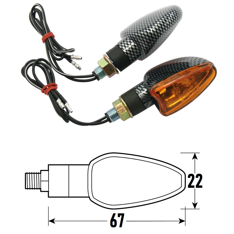 PAIR OF APPROVED CARBON LOOK ARROWS ARROW MODEL WITH ORANGE LENS BCR    