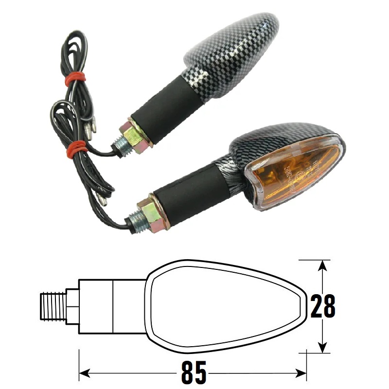 PAIR OF APPROVED CARBON LOOK ARROWS ARROW MODEL WITH TRANSPARENT LENS BCR    