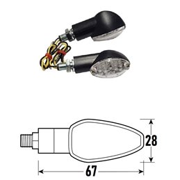 PAIRE DE FLÈCHES À LED NOIRES HOMOLOGUÉES MODÈLE EYE-2 AVEC LENTILLE TRANSPARENTE BCR    
