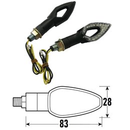 PAIRE DE FLÈCHES À LED NOIRES HOMOLOGUÉES MODÈLE LANCE AVEC LENTILLE TRANSPARENTE BCR    