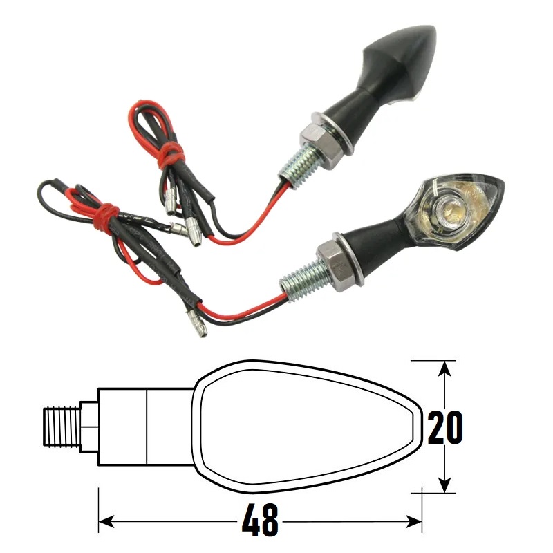 PAR DE INTERMITENTES LED NEGROS HOMOLOGADOS MODELO SPIKE EN ALUMINIO BCR    