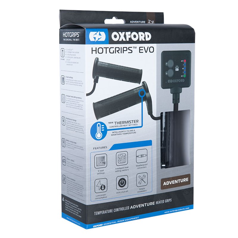 PAIR OF EVO ADVENTURE HEATED GRIPS WITH ADJUSTABLE HEAT OXFORD PAIR OF EVO ADVENTURE HEATED GRIPS WITH ADJUSTABLE HEAT OXFORD