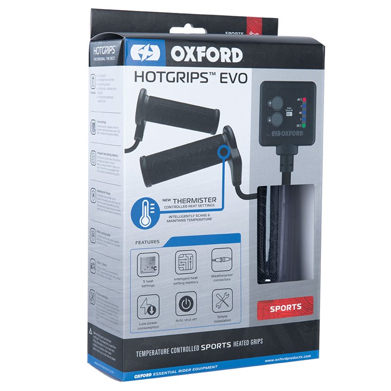 PAIR OF EVO SPORT HEATED GRIPS WITH ADJUSTABLE HEAT OXFORD PAIR OF EVO SPORT HEATED GRIPS WITH ADJUSTABLE HEAT OXFORD