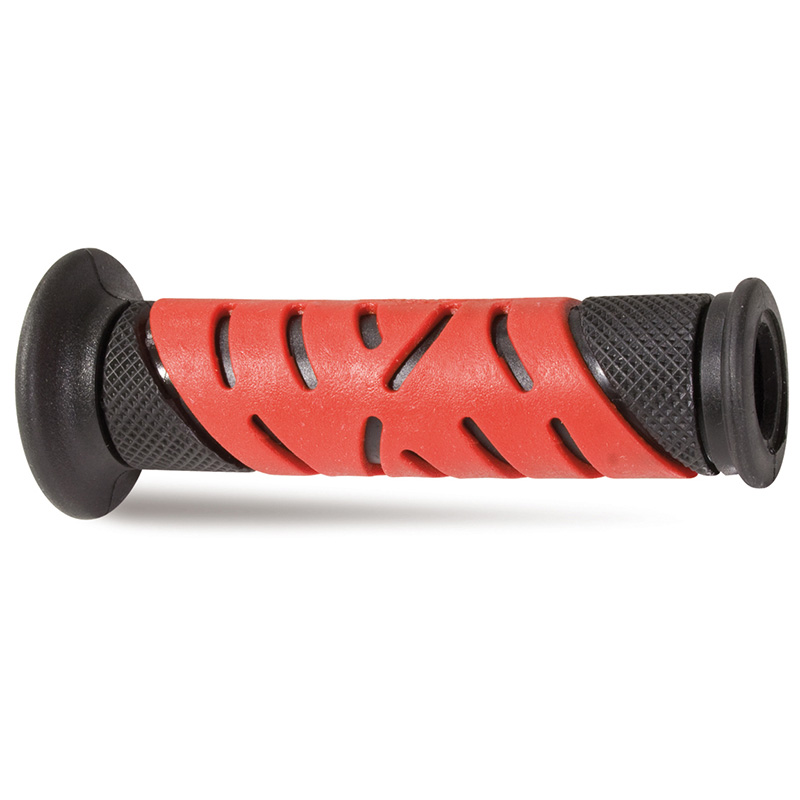 COPPIA DI MANOPOLE STRADA 719-OE-125 NERO/ROSSO-DOPPIA DENSITÀ CON FORO
