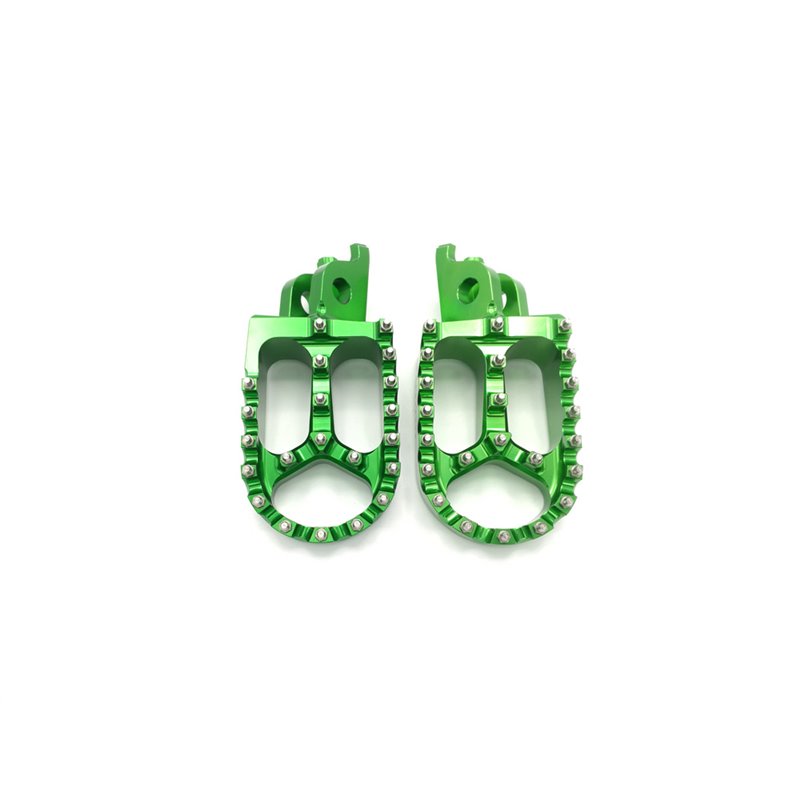 PAIR OF GREEN LARGER FOOTREST BCR KAWASAKI KX F 250 2013-2016