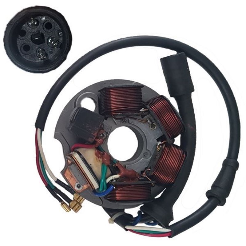 ESTATOR CON 5 BOBINAS Y 6 CABLES PIAGGIO APE TM P 50 / ELESTART TL4T 2T AC 50 1985